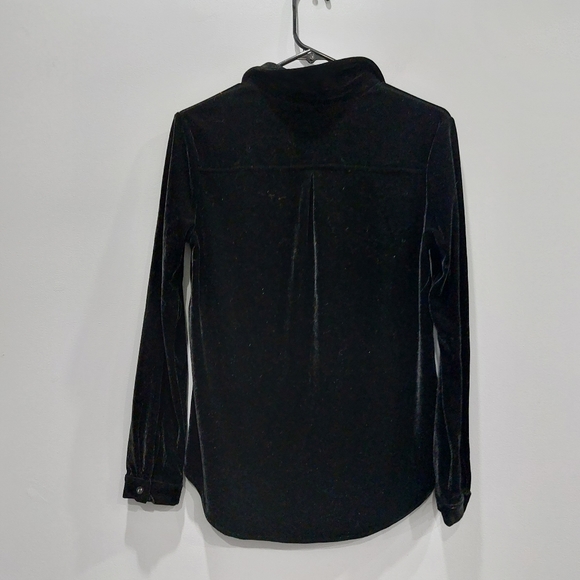 REVOLVE L'Academie The Classic Velvet Black Longsleeve Button Up Shirt XS - Picture 6 of 7
